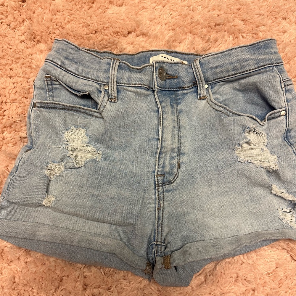 Pacsun the shortie shorts. Light blue denim. Size 27